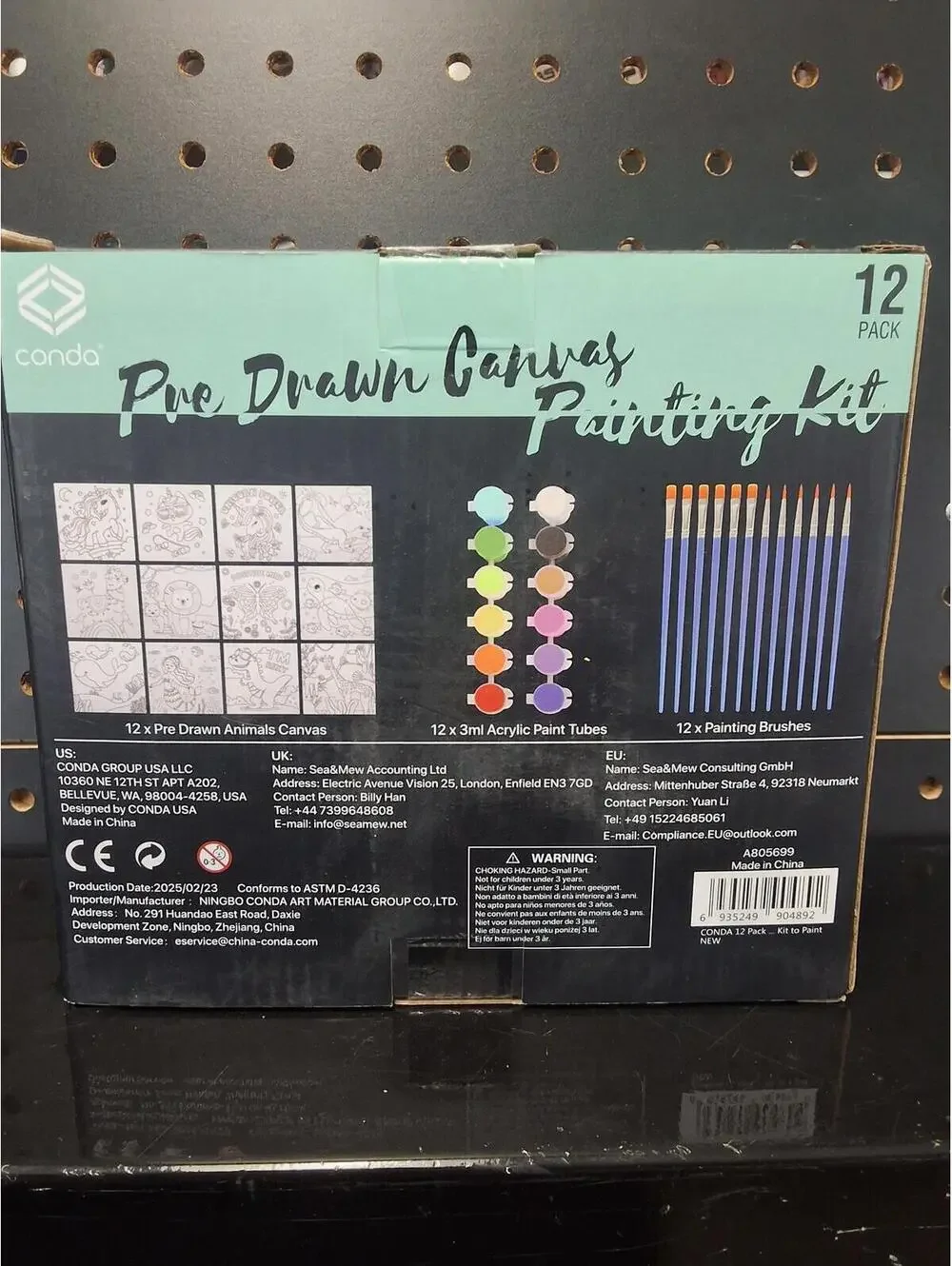 Conda Pre Drawn Canvas Painting Kit - 12 Pack Fun Art Set